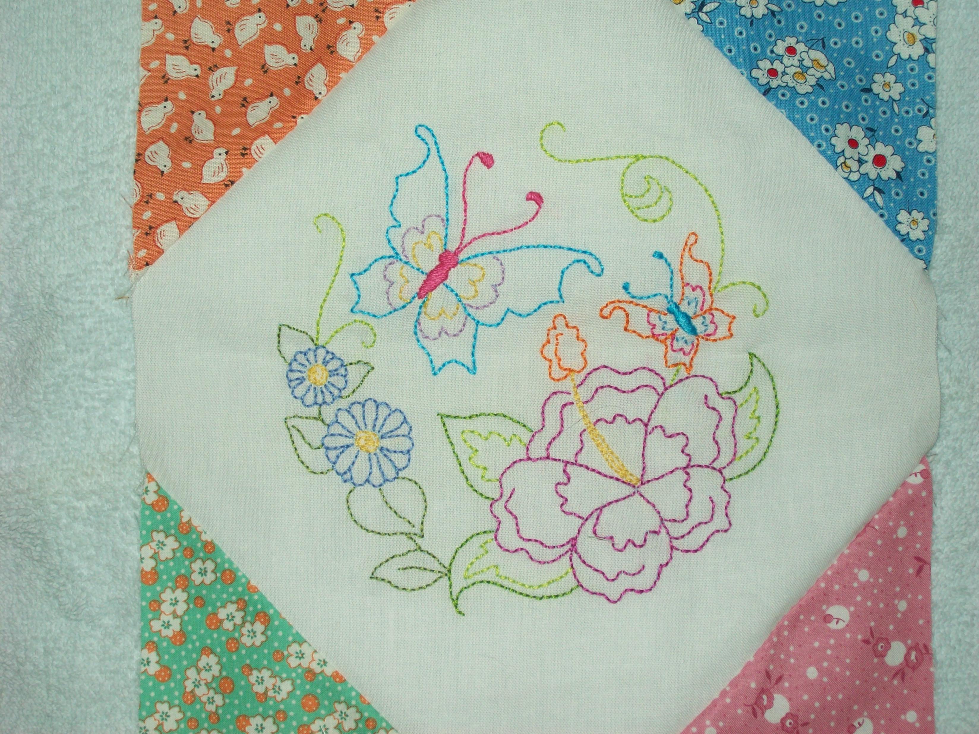 4 Embroidered Quilt Blocks Done To Go 