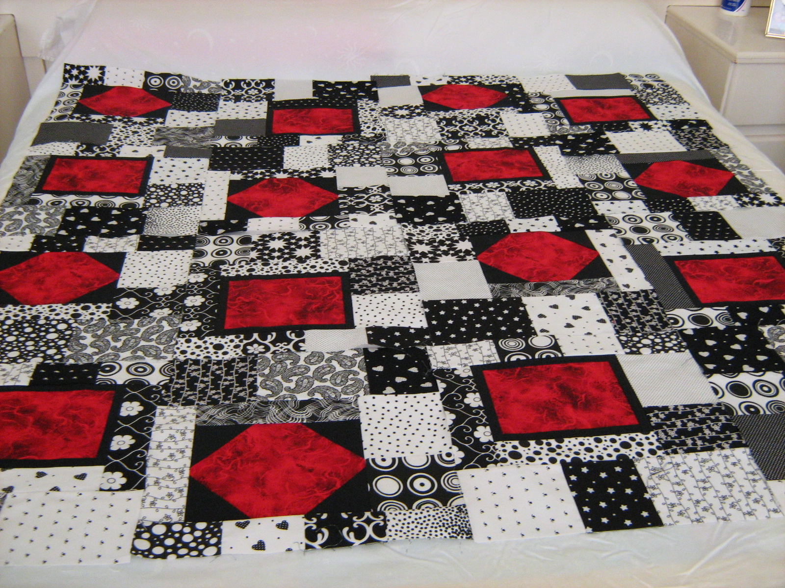 Black White And Red Quilt